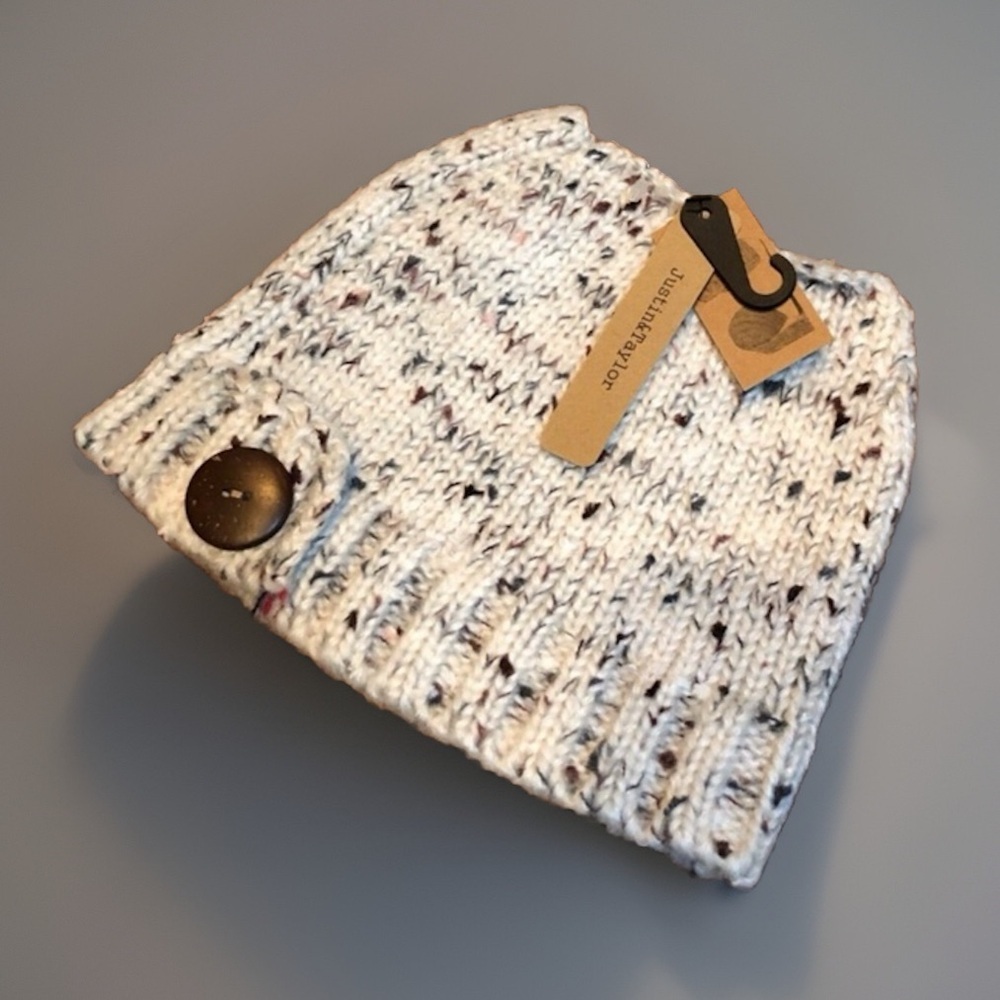 NEW Bun Beanie Button Accent Hat Cap